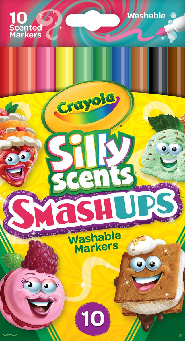 Crayola 10 Ct Silly Scents Smash Ups, Slim Washabl