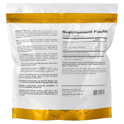 California Gold Nutrition CollagenUP®, Hydrolyzed Marine Collagen Peptides with Hyaluronic Acid and Vitamin C, Unflavored, 1.02 lb (464 g)