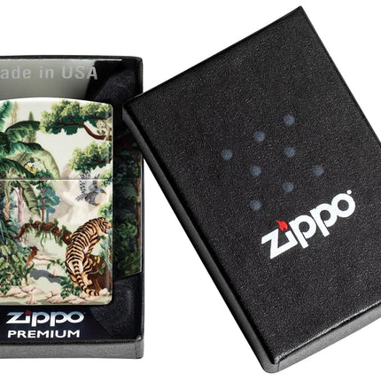 Zippo Jungle Storm Lighter, Colorful Printing, Refillable, Windproof Design, Gift Box, Made in USA, Color 540°