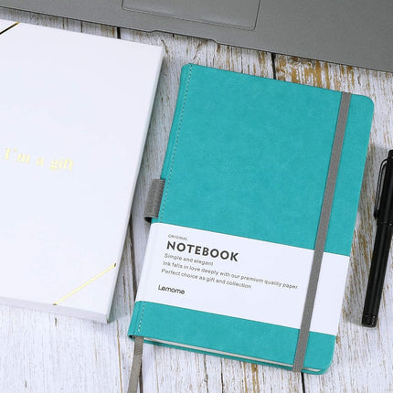 Thick Classic Notebook with Pen Loop - Lemome A5 Wide Ruled Hardcover Writing Notebook with Pocket + Page Dividers Gifts, Banded, Large, 180 Pages, 8.4 x 5.7 in