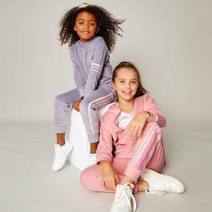 HonestBaby Velour Pullover Hoodie and Zip Front Sweatshirt and Jogger Sweatpants Set Baby, Toddler, Boys, Girls, Unisex, Pink with Stripe, 7 Years, Pink With Stripe, 7 Years