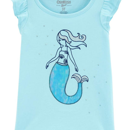OshKosh B'Gosh Camiseta de Lentejuelas para Niñas, Turquesa Cuento de Hadas, 3 Años/Mediana