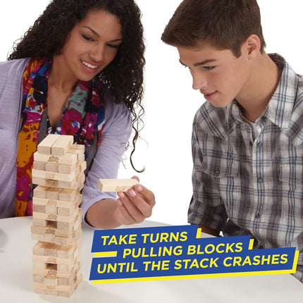 Jenga Game - Classic Strategy Games with Wooden Blocks - 1 or More Players - Toys for Kids and Board Games - Ages 6+