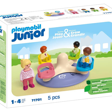 PLAYMOBIL 71701 JUNIOR Number-Merry-Go-Round, Developmental early learning toys for toddlers with rotating wheel, educational toys, made from over 90% plant-based plastics. For Children 12 months +