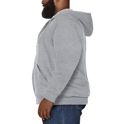 Fruit of the Loom Men's Eversoft Fleece Hoodies, Pullover & Full, Moisture Wicking & Breathable, Sizes S-4x, Full Zip-Grey Heather, Large