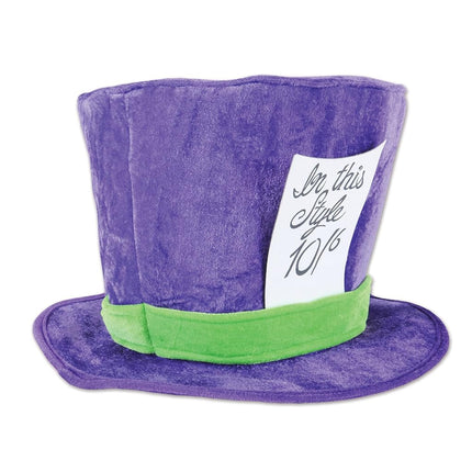 Beistle A Creation 60059 Plush Mad Hatter Hat, Fabric, Purple/Green, Adult