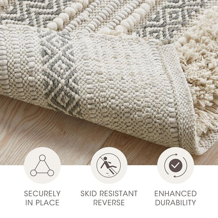 INK+IVY Bath Rug Hand-Woven Texture Shaggy Striped Soft & Water Absorbent, Boho Bathroom Décor Bath-Mats, Non-Slip Absorbent Quick Dry Mats for Tub, Shower Room, Asher, 20x32 Grey