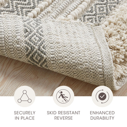 INK+IVY Bath Rug Hand-Woven Texture Shaggy Striped Soft & Water Absorbent, Boho Bathroom Décor Bath-Mats, Non-Slip Absorbent Quick Dry Mats for Tub, Shower Room, Asher, 22x58 Natural