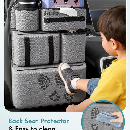 FLORICH 2 PACK Car Backseat Organizer, Large capacity Seat Back Organizer and Storage with 6 Pocket, Kick Mats Back Seat Protector for Kids Universal Fit