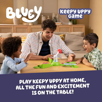 Bluey Moose Keepy Uppy Game Help, Bingo, and Chilli Keep the Motorized Balloon in the Air With the Character Paddles For 2-3 players Ages