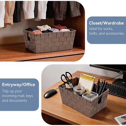 Whitmor Woven Strap Small Storage Tote Java