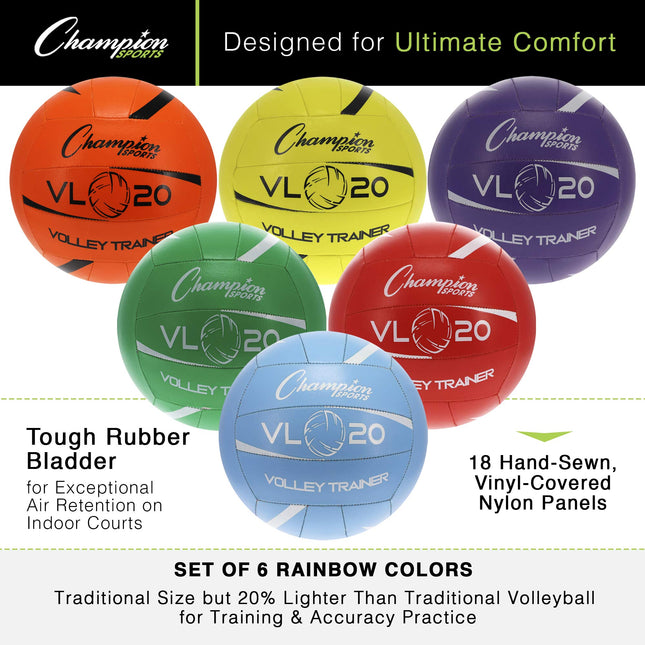 Volleyball d'entraînement Champion Sports, taille 8, intérieur et extérieur, avec panneaux en nylon doux cousus à la main - Volleyballs légers pour l'entraînement, les loisirs - Équipement et accessoires de volleyball de qualité supérieure - Ensemble