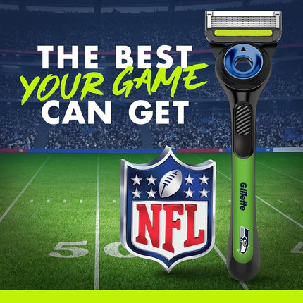 Gillette Labs Special NFL Seahawks Edition Men's Shaver - 1 Handle, 4 Razor Replacement and Magnetic Stand, Holiday Gifts for Men, GilletteLabs with Peeling Stick