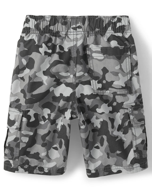 The Children's Place Boys' Pull on Cargo Shorts, Green Camo/Grey Camo 2 Pack, 8
