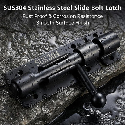 2 Pack 4 inch Slide Barrel Bolt Gate Latch Black