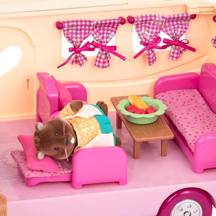 Li'l Woodzeez Happy Camper Dollhouse Playset, Pink Camper 40-Piece