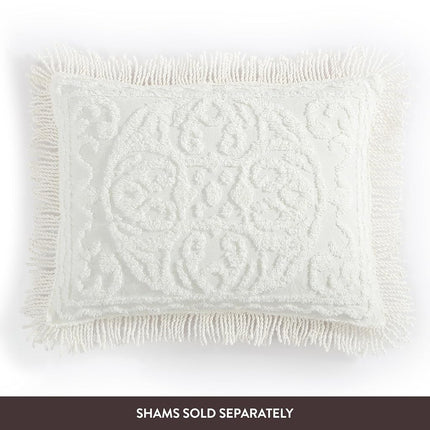 Beatrice Home Fashions Medallion Chenille Bedspread, Full, Ivory