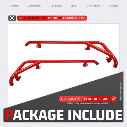 ALMULOO Barras Nerf Rock Sliders Par Compatible con Polaris RZR XP 1000 Turbo S 2014-2023, RZR 900/900 XC/S 900/S 1000 Puertas Laterales Izquierda Derecha - 2 Asientos Rojo