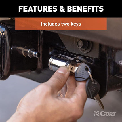 CURT 23025 Trailer Hitch Lock, 5/8-Inch Pin Diameter, Fits 3-Inch Receiver
