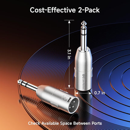 Cable Matters 2-Pack 6.35mm 1/4 Inch TRS to XLR Adapter - Male to Male