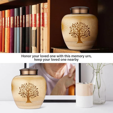 Small Urns for Human Ashes Adult Male Female,Small Keepsake Urns for Human Ashes Tree of Life Pattern Engraved,Memorial Cremation Urns for Human Ashes Adult Female Male Made of Bamboo