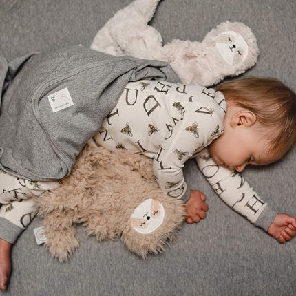 Burt's Bees Baby Set of 2 Bee Essentials 1 Ply Blankets - 100% Organic Cotton, 1 Solid + 1 Honeybee Print, Heather Grey