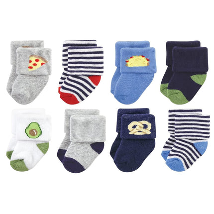Hudson Baby Baby Girls' Cotton Rich Newborn and Terry Socks, Snacks, 0-6 Months