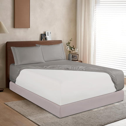 Elegant Comfort 1500 Premium Hotel Quality 18-24 Inches Deep - Extra Deep Pocket Single Fitted Sheet for High Mattress, Luxury and Softest, Smart Pocket - Wrinkle Free, King, Gray