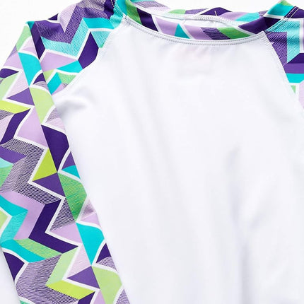 Kanu Surf Girls Long Sleeve Rashguard UPF 50 Two Piece Swim Set, Ruby Purple, 10