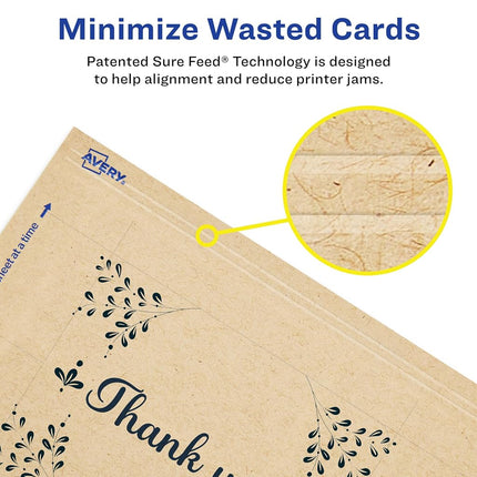 Avery Printable Rectangle Rounded Corner Postcards with Sure Feed Technology, 4.25" x 5.5", Kraft Brown Cardstock, Print-to-the-Edge, Laser/Inkjet Cards, 100 Total