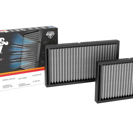 K&N Cabin Air filter compatible with Toyota bZ4X 2021- & Subaru Solterra 2022- (set of 2) (VF1019)