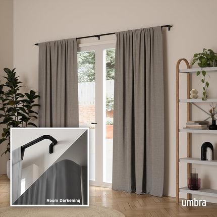 Umbra Twilight Curtain Rod, Wrap Around Blackout, 30 to 84 Inches, Black