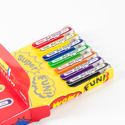 Bolígrafos de gel Pentel Mattehop K110-V7STA, 1,0 mm, trazo grueso, 7 colores surtidos, paquete de 7