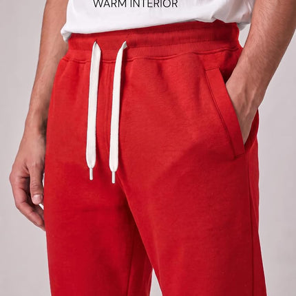 Southpole Men's 1570 Basic Active Fleece Jogger Sweatpants, Red (A), Large