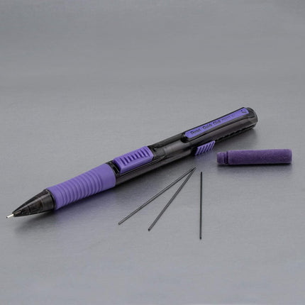 Pentel Quick Click Pop PD217AV Mechanical Pencil Medium 2B 0.7mm Black Barrel with Purple Trim (Pack of 12)
