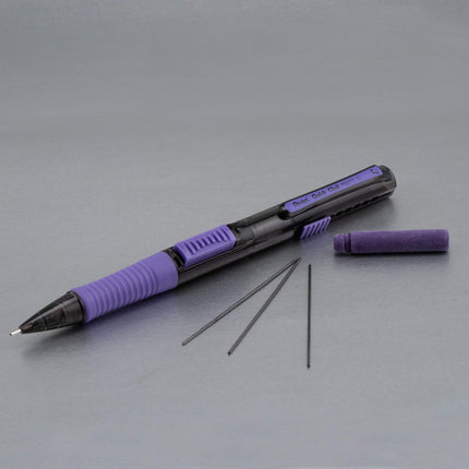 Portaminas Pentel Quick Click Pop PD217AV, mina 2B de 0.7mm, barril negro con adorno violeta (paquete de 12)