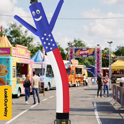LookOurWay American Flag Themed Air Dancers Inflatable Tube Man Attachment, 10-Feet (No Blower)