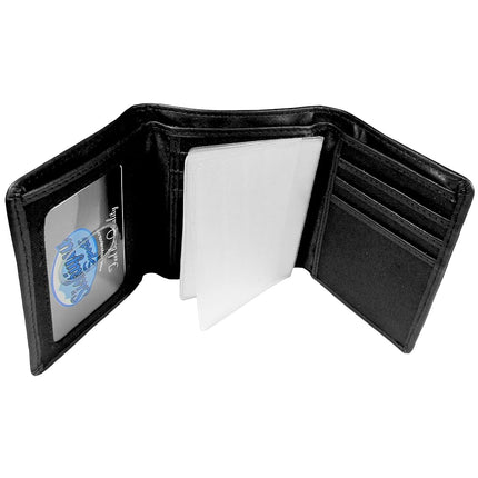 NFL Siskiyou Sports Mens Baltimore Ravens Embossed Leather Tri-fold Wallet One Size Black