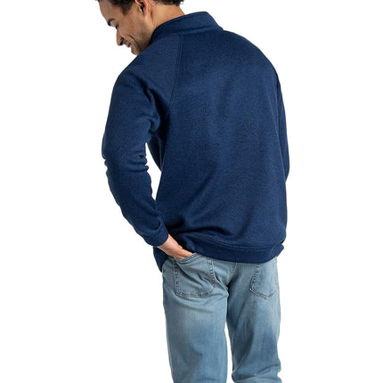 Jersey polar con cremallera de cuarto Fruit of the Loom para hombre, brezo azul marino, XL