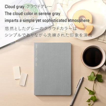 Nitoms SS0130 STALOGY Notebook, A5, Squared, 1/2 Ear, Cloud Gray