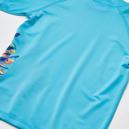 Kanu Surf Girls' Karlie UPF 50+ Sun Protective Rashguard Swim Shirt, Camille Aqua, 14-16