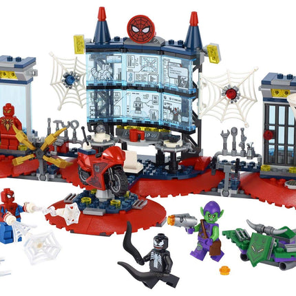 LEGO Marvel Spider-Man Attack on The Spider Lair 76175 Cool Building Toy, Featuring The Spider-Man Headquarters; Includes Spider-Man, Green Goblin and Venom Minifigures, New 2021 (466 Pieces)