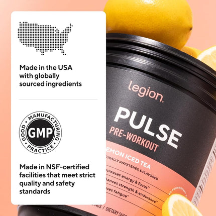 Legion Pulse Pre Workout Supplement - All Natural Nitric Oxide Preworkout Drink to Boost Energy & Endurance. Creatine Free, Naturally Sweetened & Flavored, Safe & Healthy. Grape, 21 Servings