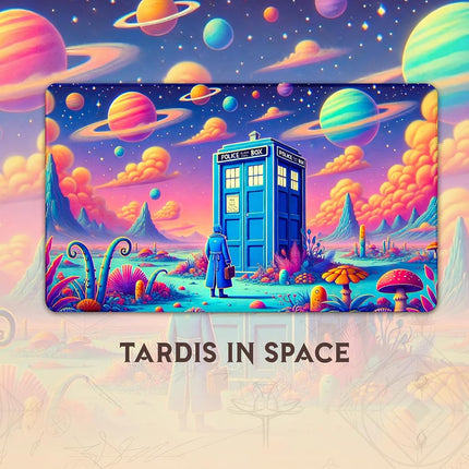 Wizcraft Gaming Paramint Tardis in Space (Stitched) - Doctor Who, MTG Playmat - Compatible with Magic The Gathering Playmat - Play MTG, YuGiOh, TCG - Original Play Mat Art Designs & Accessories