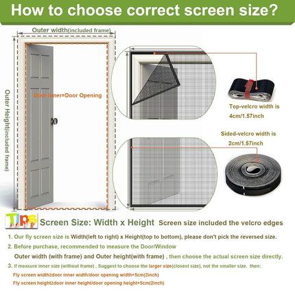 Risareyi Magnetic Fly Screens for Doors in Fiberglass, 100x200cm, Grey
