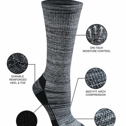 Dickies Women's Dri-tech Moisture Control Crew Socks Multipack, Black Marl (6 Pairs), Shoe Size: 5-7