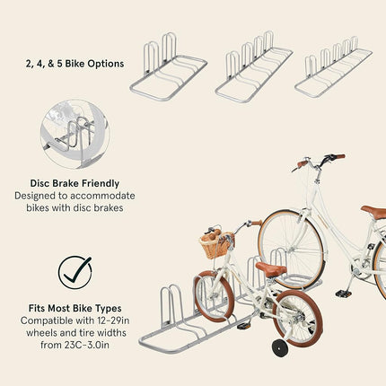 Range de Rangement pour Vélos au Sol Retrospec Stash Rack 2, 4 et 5 Vélos, Organisateur de Stockage de Vélos pour VTT, Vélo de Route, Revêtement en Acier Fin Résistant aux Intempéries S'Adapte aux Roues jusqu'à 3"