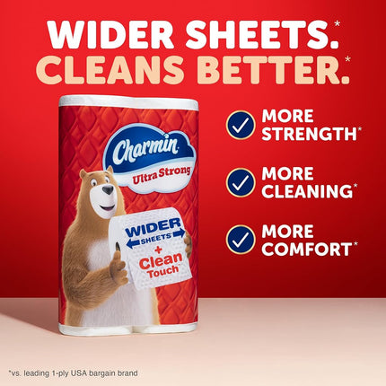 Charmin Ultra Strong Clean Touch Toilet Paper, 24 Family Mega Rolls = 123 Regular Rolls, White