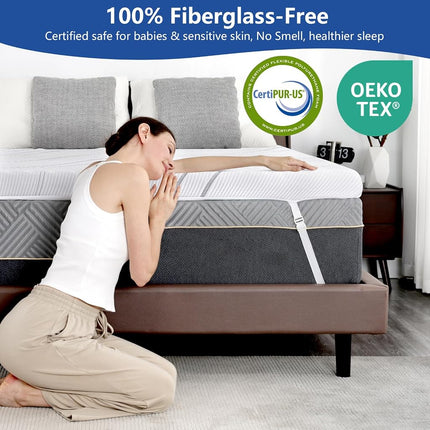 Ultra Firm Mattress Topper Full Size, 3 Inch Extra Firm Mattress Pad for Pain Relief, High Density Support Bed Topper with Removable & Washable Cover, CertiPUR-US, No Smell