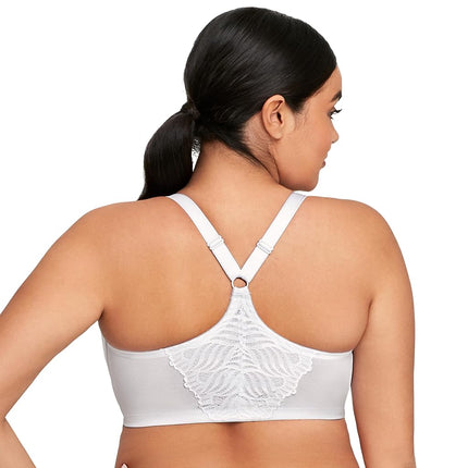 Glamorise Front-Closure T-Back Wonderwire Underwire Bra 1246 (Women's & Women's Plus) White